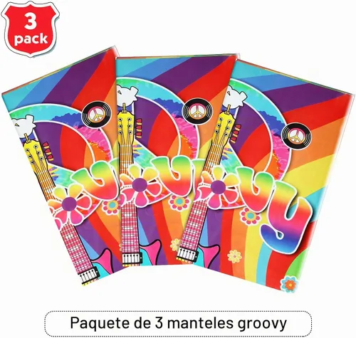 Vista 3 de Tiamon - Juego de 3 manteles de plástico hippie para fiestas