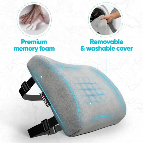 Vista 2 de FORTEM Almohada de apoyo lumbar para silla de oficina, almohada de apoyo Gris claro