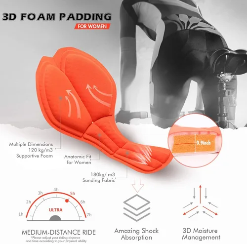 Vista 4 de Pantalones cortos de ciclismo para mujer, con relleno 3D, ropa para ciclismo