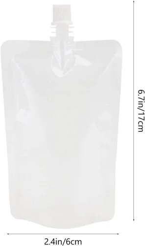 Vista 3 de 50pcs bolsa de plástico 10.6 oz botellas de bebidas desechables contenedor de bebida sacar bebidas bolsas de jugo resellables para viajes al aire