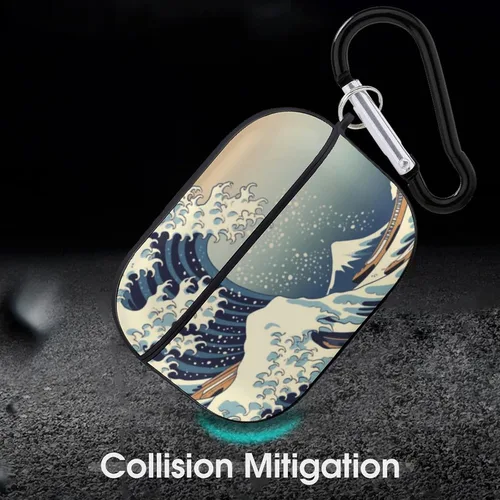 Vista 6 de Great Wave Mount Fuji - Funda compatible con AirPod Pro 2019 con llavero protector a prueba de golpes Estilo negro.