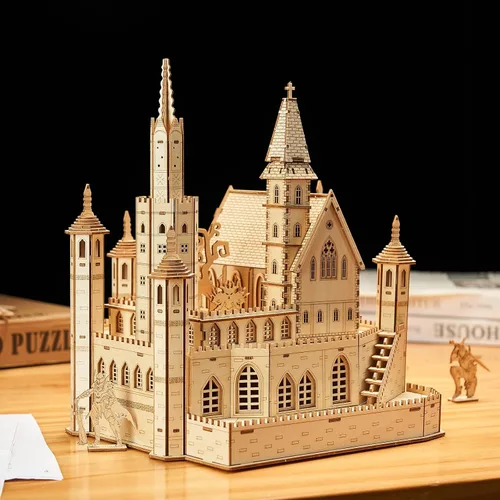 Vista 7 de Rompecabezas de madera 3D Knight Creed: Lost Castle Models, rompecabezas y rompecabezas para Navidad/cumpleaños, regalos para adultos y adolescentes