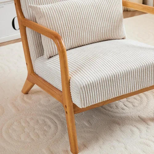 Vista 8 de Ball & Cast Silla de sala de estar con almohada, sillón moderno de mediados de siglo con marco de madera maciza y respaldo extra grueso, silla