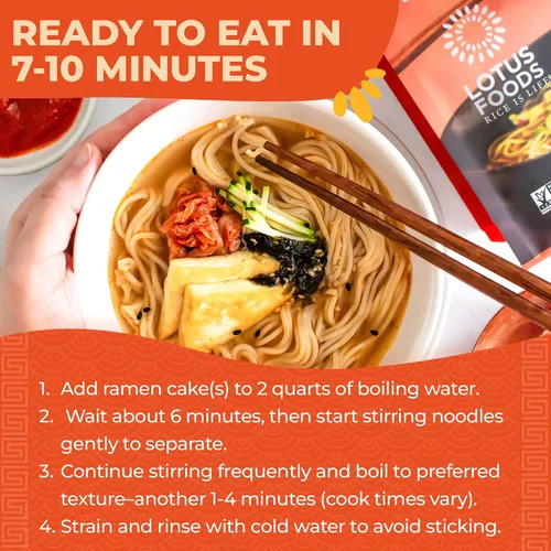 Vista 6 de Lotus Foods Ramen orgánico de mijo y arroz integral, fideos ramen sin gluten, fideos ramen de grano entero, ramen vegano orgánico, fideos de arroz