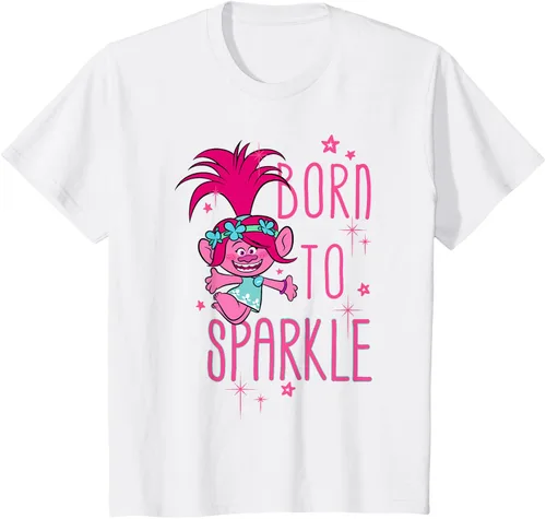 Vista 29 de DreamWorks Trolls Camiseta Born to Sparkle Negro