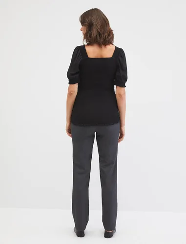 Vista 5 de Motherhood Maternity Pantalón de pierna recta bi-elástico para mujer, ajuste secreto