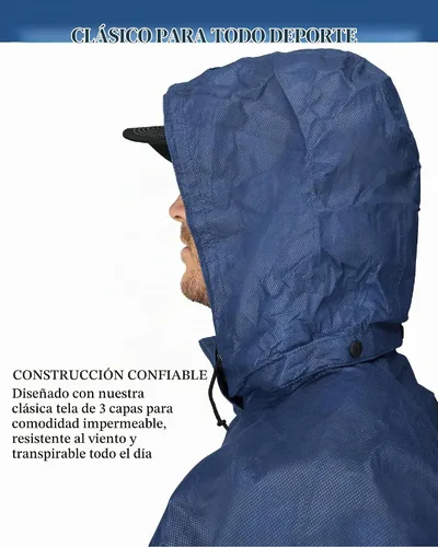 Vista 4 de FROGG TOGGS Traje de lluvia impermeable transpirable clásico de 3 capas para hombre, para todos los deportes Azul real/Negro