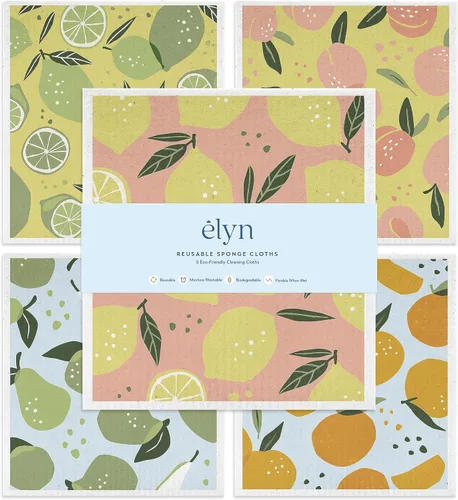Vista 10 de ELYN Paños de cocina suecos, paños de esponja reutilizables y lavables, toallas de papel absorbentes para limpieza de cocina, platos, encimeras