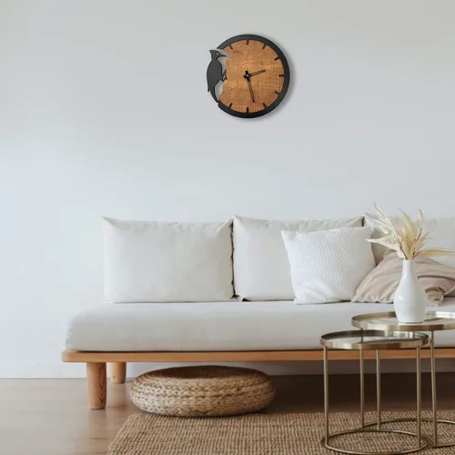 Vista 4 de Reloj de pared de pájaro carpintero, decoración moderna del hogar, reloj de pared de animales, reloj de pared de madera, relojes para decoración