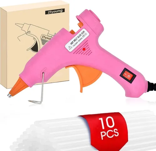 Vista 10 de Mini pistola de pegamento caliente 10 unids pegamento palo pistola de pegamento caliente conjunto para reparación rápida artista DIY arte hogar 20w