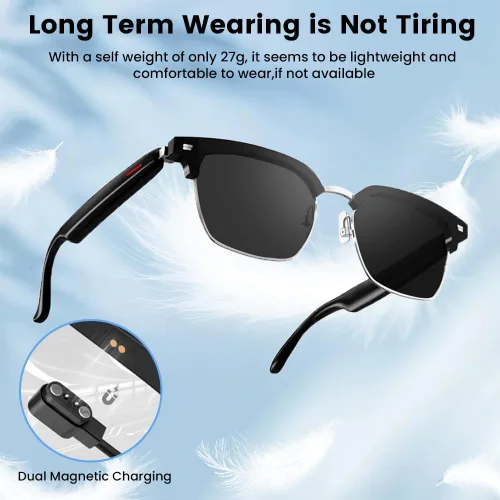 Vista 6 de Lentes inteligentes con Bluetooth, para hombres y mujeres, control táctil, protección UV al aire libre y control de voz, llamadas manos libres