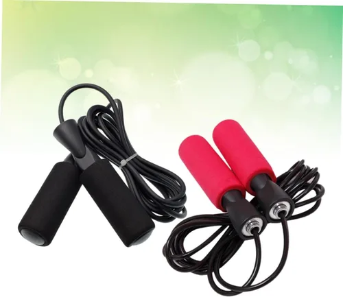 Vista 5 de 2 cuerdas de saltar con rodamientos de bolas con asas ergonómicas antideslizantes, cable de PVC para resistencia a los arañazos y flexibilidad