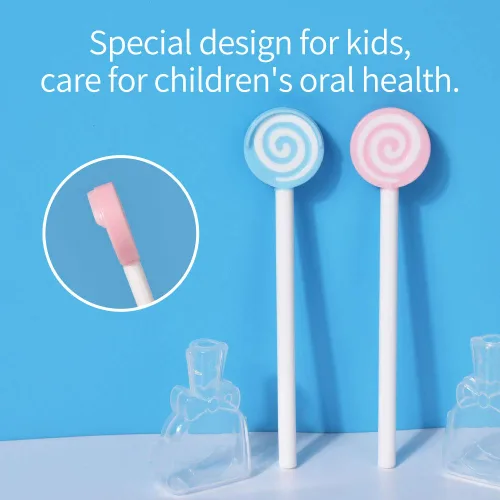 Vista 9 de Y-Kelin Raspador de lengua para niños de 2 a 8 años, limpiador de silicona 100% libre de BPA, linda paleta con asas fáciles de agarrar y fundas