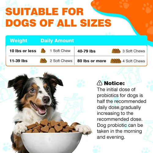 Vista 8 de Probióticos para perros, probióticos masticables y picor intestinal digestivo, probióticos para la piel, alivio de la picazón, diarrea, 50 tabletas