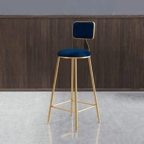 Vista 44 de Taburete moderno para mostrador, taburete sin brazos, taburete de hierro con cojín y pedal, 1 taburete corto (18 pulgadas de alto) azul