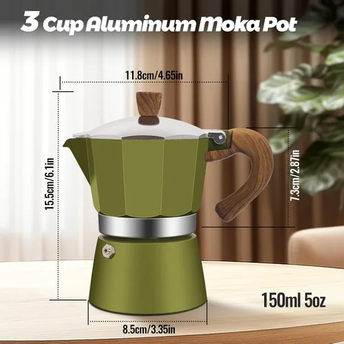 Vista 49 de Cafetera clásica de aluminio para 3 tazas Azul