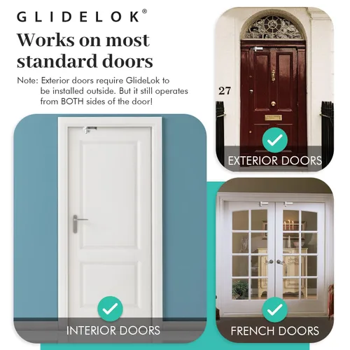 Vista 5 de GlideLok - Cerradura superior para puerta de seguridad infantil GlideLok para puertas interiores y exteriores Bloquea y desbloquea desde ambos