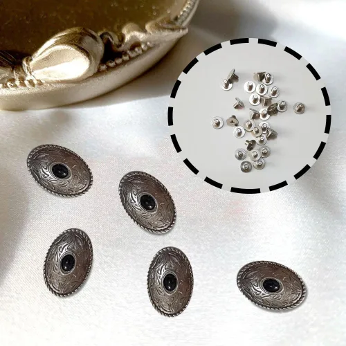 Vista 3 de 10 hebillas de cuero ovaladas turquesa turquesa hebilla de metal conchos botón hebillas decorativas para manualidades