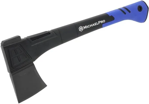 Vista 9 de MichaelPro MP004009 - Hacha de campamento de 9 pulgadas con mango de fibra de vidrio resistente al clima y absorbente de impactos, con funda