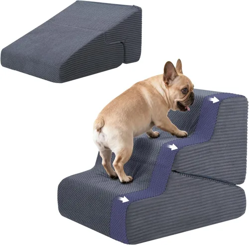 Vista 16 de Rampa para perros para cama, escaleras extra anchas de 20 Beige