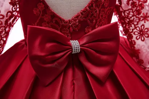 Vista 6 de NNJXD - Vestido de princesa de tul y manga larga de princesa para niña niña pequeña y bebé vestido floral de boda para niña