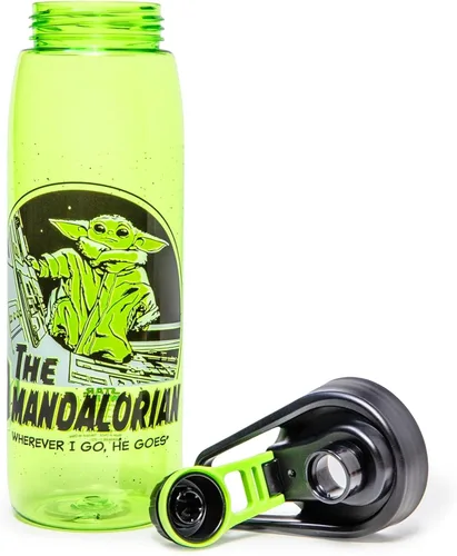 Vista 2 de Silver Buffalo Star Wars The Mandalorian Tritan Botella de agua con tapa superior de rosca, 28 onzas