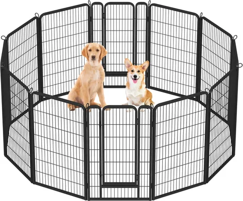 Vista 38 de Yaheetech Corralito para perros, 24 pulgadas, 2 paneles, corral para perros para interiores, resistente, corral de ejercicio para cachorros, valla