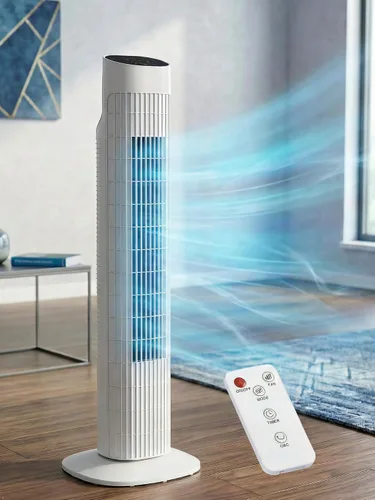 Vista 7 de Uthfy Ventilador de torre para dormitorio, ventilador oscilante de 120° con modo de sueño silencioso, 3 velocidades y 3 modos, temporizador 7.5H