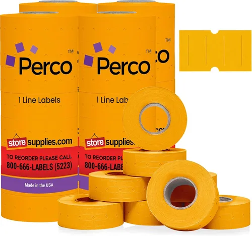 Vista 41 de Etiquetas azules Perco de 1 línea - 8 rollos, 1 funda, 8,000 etiquetas en blanco para pistolas de precio y fecha de 1 línea Perco - Fabricadas