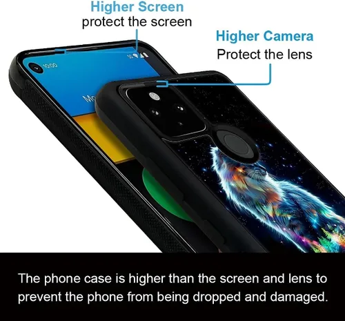 Vista 1785 de Compatible con Google Pixel 4A 5G Mobile Case Creative Acrylic Panel trasero Silicona Protección Grip especialmente diseñado para Google Pixel 4A 5G