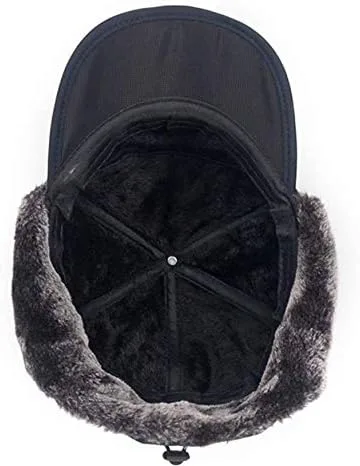 Vista 3 de Sombrero de cazador para clima frío con solapa para el oído de piel sintética de Ushanka ruso sombrero de caza para hombres mujeres