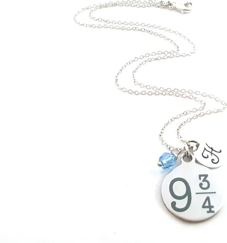 Vista 2 de 9 and 3/4 Harry Potter Charm Necklace - Personalized Sterling Silver Jewelry - Gift For Her