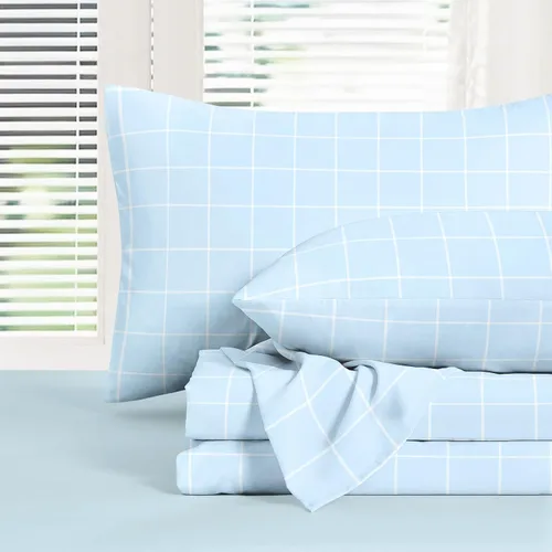 Vista 9 de Wake In Cloud - Sábanas geométricas, juego de sábanas de 4 piezas, juego de sábanas de cuadros a cuadros a cuadros a cuadros, ropa de cama estética