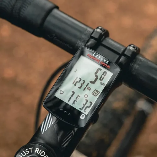 Vista 2 de CATEYE Padrone - Computadora digital Bluetooth para ciclismo, velocímetro inalámbrico IPX8, frecuencia cardíaca Bluetooth, compatible con velocidad
