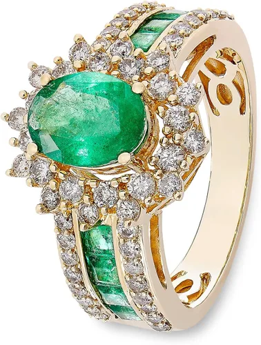 Vista 2 de Tirafina Anillos de piedras preciosas ovaladas auténticas y diamantes naturales, anillo de declaración, joyería de piedras preciosas para mujer, oro