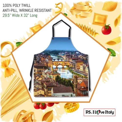 Vista 2 de P.S. I Love Italy Florence II - Delantal italiano con peto fresco y lindo para hombres y mujeres