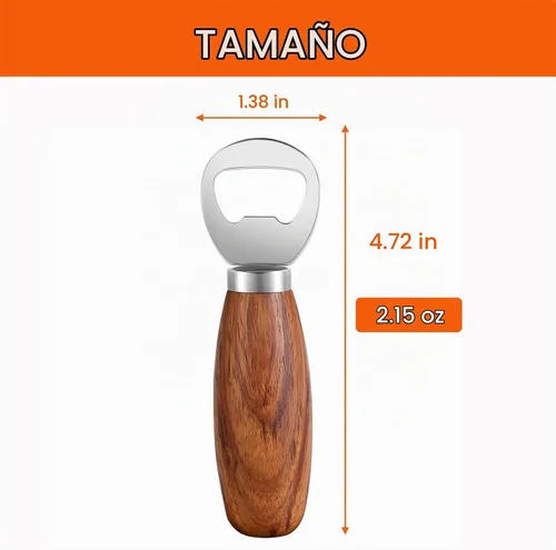 Vista 7 de GREATLINK Abrebotellas de cerveza personalizado con mango de madera, bonito abridor de mano de madera para latas de soda, abrebotellas de sidra