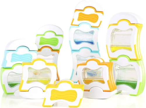 Vista 9 de Guidecraft Grippies Windows - Juego de 16 piezas, juguete magnético de construcción de agarre suave para niños pequeños