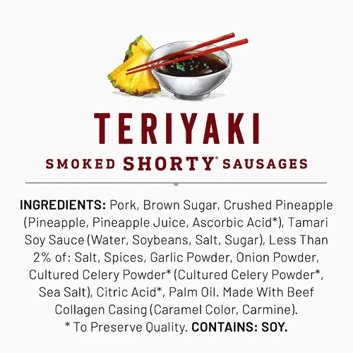 Vista 7 de Duke's Salchichas cortas ahumadas Teriyaki de cerdo, 5 oz.