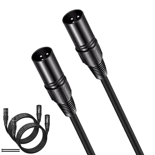 Vista 9 de Cable XLR de 3 pies hembra a hembra, cable de interconexión de audio equilibrado de 3 pines Cable de sonido equilibrado para micrófonos