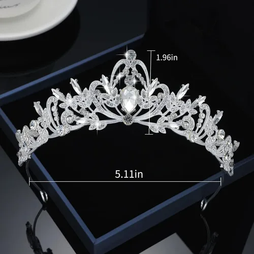 Vista 6 de Kamirola Diadema de coronas y tiaras de cristal para niñas o mujeres, fiesta de cumpleaños, boda, graduación, novia, Navidad, San Valentín, TR20