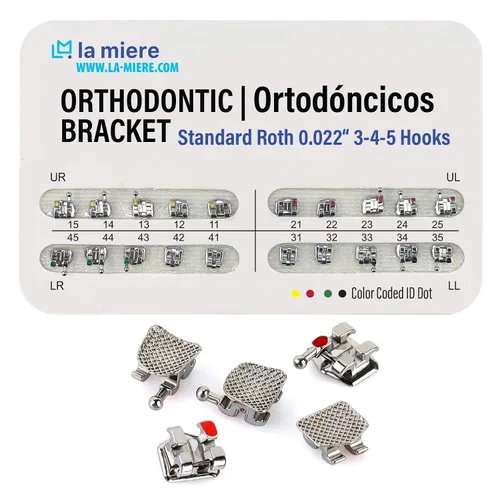 Vista 8 de 20 piezas modelo de dientes con brackets, soportes Typodont, ranuras 0.018 3-4-5 con ganchos 20 piezas/paquete, (MBT, Mini) 1PK