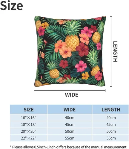 Vista 2 de Perinsto Hawaii - Juego de 2 fundas de almohada decorativas con diseño de hojas de palmera tropicales, flores de hibisco, fundas de cojín suaves