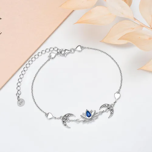 Vista 3 de Shusukue 925 Sterling Silver CatTurtle StarfishPenguinLotus Bracelet for Mom Daughter Wife Gift (with gift box)