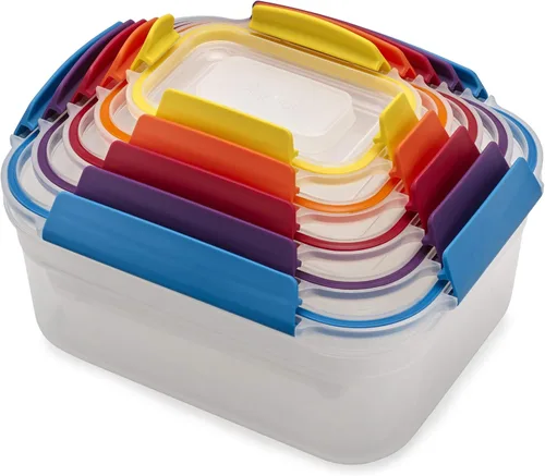 Vista 8 de Joseph Joseph Nest Lock - Juego de 8 recipientes redondos de plástico sin BPA con tapas herméticas a prueba de fugas, multicolor