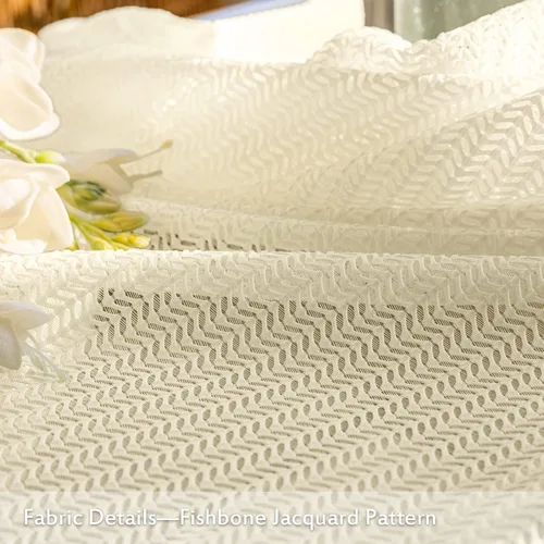 Vista 6 de Juego de 2 paneles de cortinas transparentes de jacquard de 84 pulgadas de largo, cortinas semitransparentes con ojales, cortinas de gasa suave