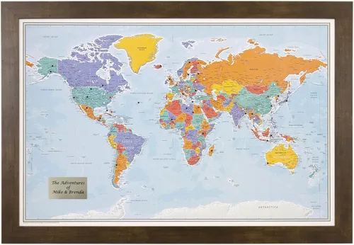 Vista 27 de Póster personalizado en lienzo enrollado con mapa del mundo, arte de pared con chinchetas – Grande 24" x 36" mapa del mundo de océanos azules