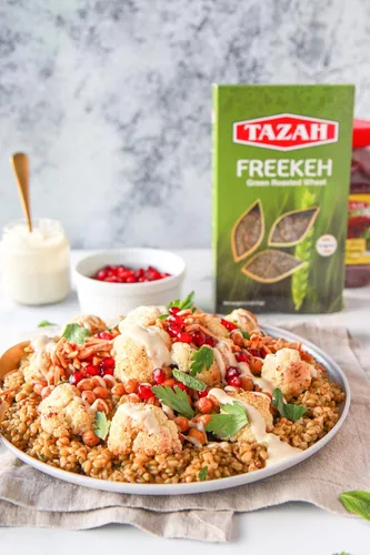 Vista 4 de Tazah Freekeh Trigo duro asado 17.63 onzas de trigo verde 1.1 libras