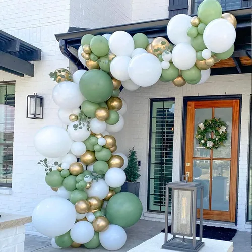 Vista 3 de Kit de arco de globos de 137 piezas, kit de guirnalda de globos de látex (verde oliva)