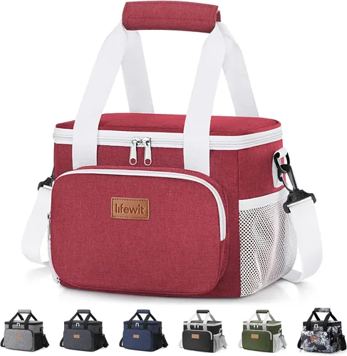 Vista 12 de Lifewit Lonchera mediana aislada, suave y refrigerante, para adultos, hombres y mujeres, color negro, 12 latas (9L)